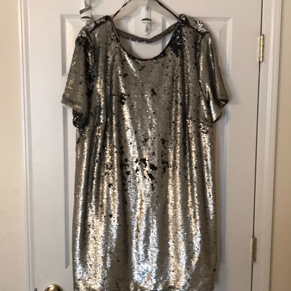Forever 21 Silver and black sequence mini dress.